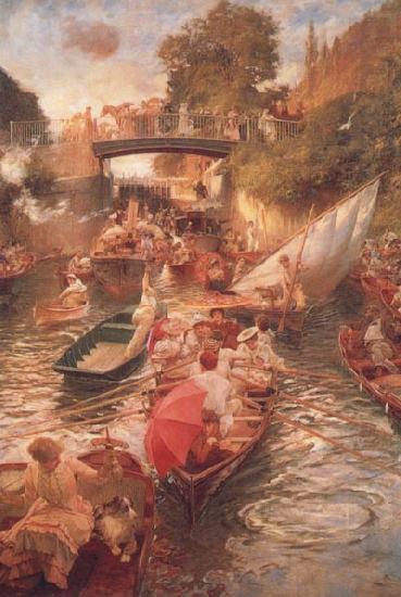 Boulter's Lock-Sunday Afternoon, Edward john Gregory,RA.RI